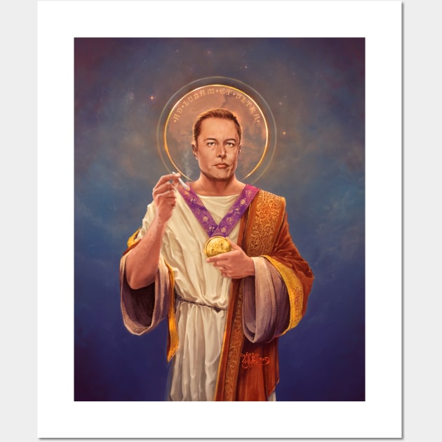 Saint Elon of Musk - Elon Musk Original Religious Painting T-Shirt Wall Art by vincentcarrozza